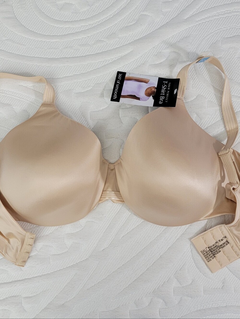 NWT Bali Your Perfect T-Shirt Bra 360° Smooth UnderWire 36DDD Ret. $48 Tan Satin